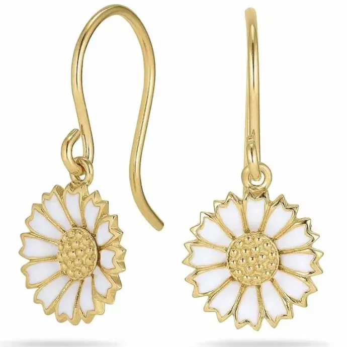11 - 12 MM marguerit øreringe i forgyldt sølv - Marie
