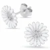 10 - 11 mm marguerit ørestikker i rhodineret sølv - Matilda