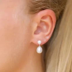 7 - 8 mm perle øreringe i sølv