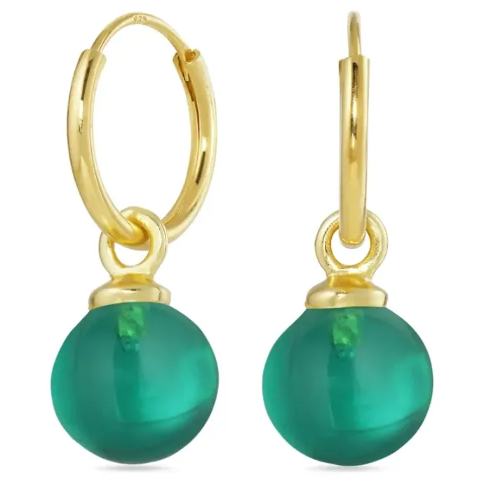 12 mm aqua krystal creoler i forgyldt sølv