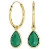 18 mm aqua krystal creoler i forgyldt sølv