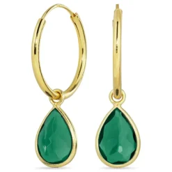 18 mm aqua krystal creoler i forgyldt sølv