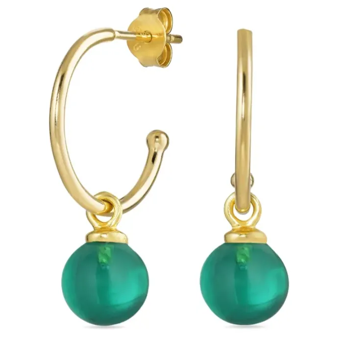 15 mm aqua krystal halvcreoler i forgyldt sølv