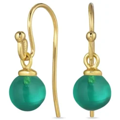 8 mm aqua krystal ørekroge i forgyldt sølv