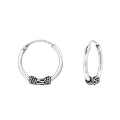 14 mm Bali creoler i oxideret sterlingsølv