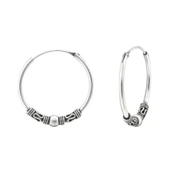 20 mm Bali creoler i oxideret sterlingsølv