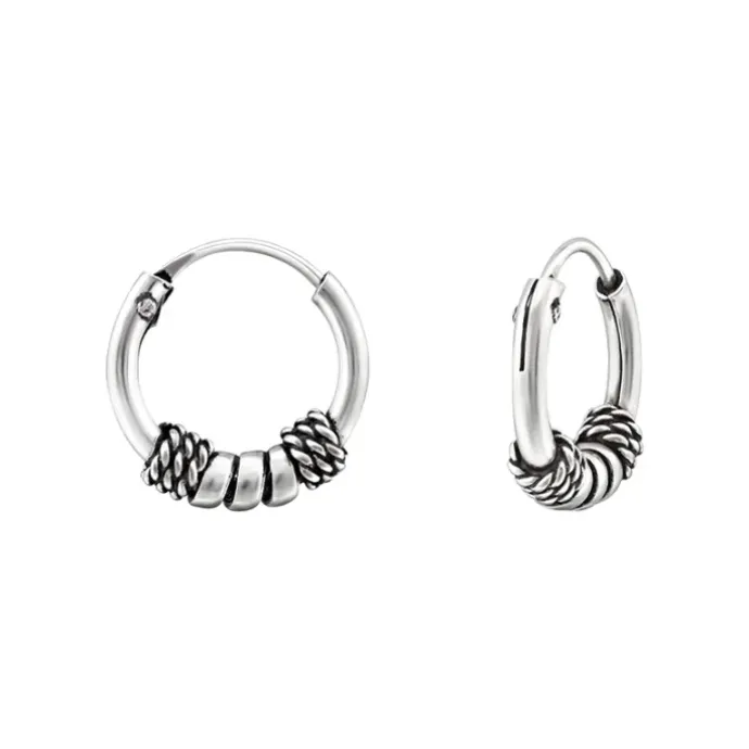 12 mm Bali creoler i oxideret sterlingsølv