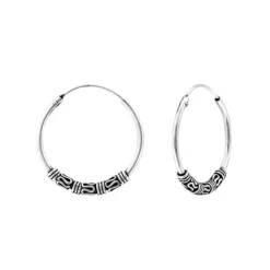 20 mm Bali creoler i oxideret sterlingsølv