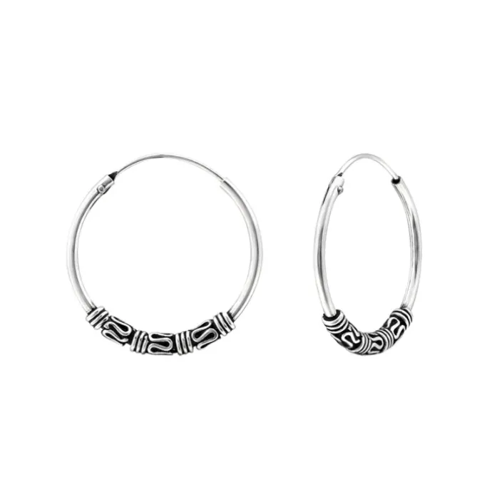 20 mm Bali creoler i oxideret sterlingsølv