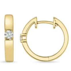 17 mm brillant creoler i 14 karat guld med diamant