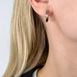 17 mm brillant creoler i 14 karat guld med diamant