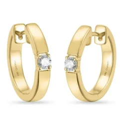 17 mm brillant creoler i 14 karat guld med diamant