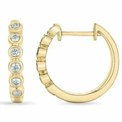 16 mm brillant creoler i 14 karat guld med diamant