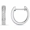 14 mm brillant creoler i 14 karat hvidguld med diamant