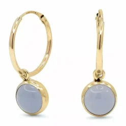 12,5 mm creoler i 9 karat guld med syntetisk calcedon