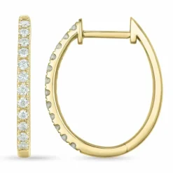 14 mm creoler i 14 karat guld med diamant