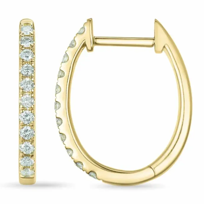 12 mm creoler i 14 karat guld med diamant