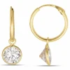 12 mm creoler i 9 karat guld med zirkon