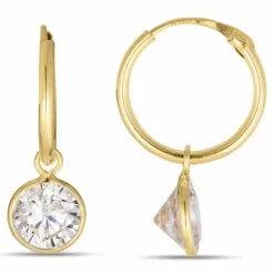 12 mm creoler i 9 karat guld med zirkon