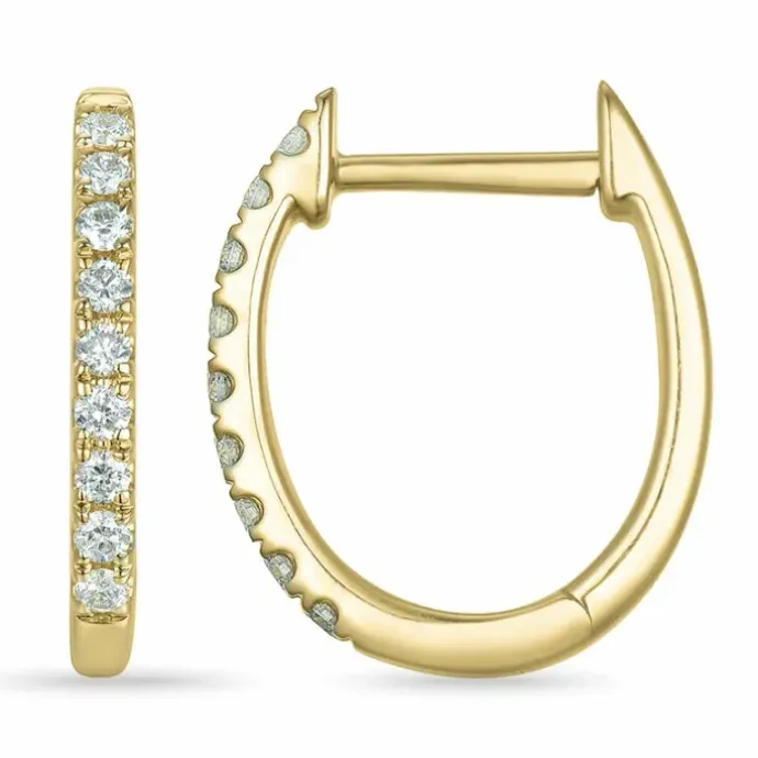 10 mm creoler i 14 karat guld med diamant