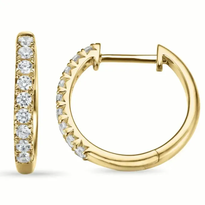 18 mm creoler i 14 karat guld med diamant
