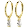 12 mm creoler i 9 karat guld med zirkon