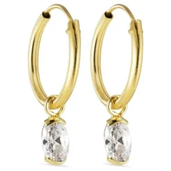 12 mm creoler i 9 karat guld med zirkon