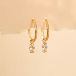 12 mm creoler i 9 karat guld med zirkon