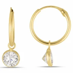 12 mm creoler i 9 karat guld med zirkon