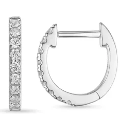 12 mm creoler i 14 karat hvidguld med diamant