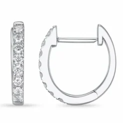 12 mm creoler i 14 karat hvidguld med diamant