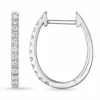12 mm creoler i 14 karat hvidguld med diamant
