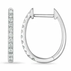 12 mm creoler i 14 karat hvidguld med diamant