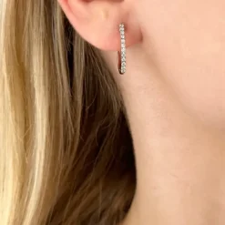12 mm creoler i 14 karat hvidguld med diamant