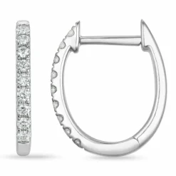 10 mm creoler i 14 karat hvidguld med diamant