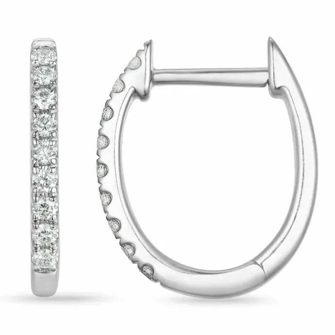 10 mm creoler i 14 karat hvidguld med diamant