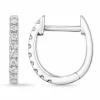 8 mm creoler i 14 karat hvidguld med diamant