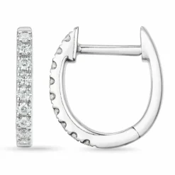 8 mm creoler i 14 karat hvidguld med diamant