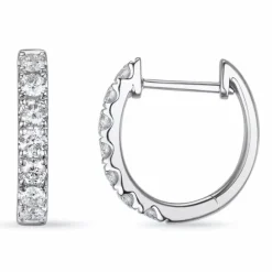 14 mm creoler i 14 karat hvidguld med diamant