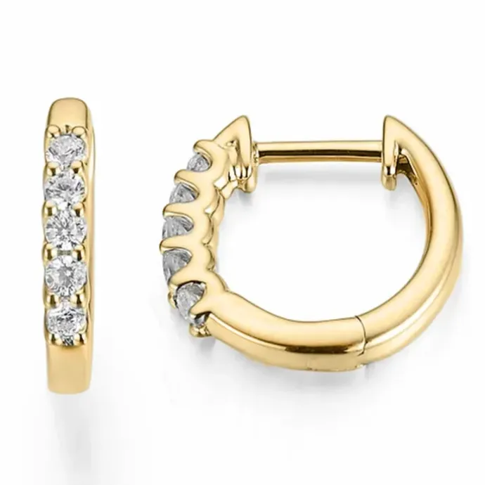 13 mm diamant brillantøreringe i 14 karat guld med diamant