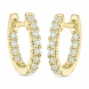 12 mm diamant creoler i 14 karat guld med diamant