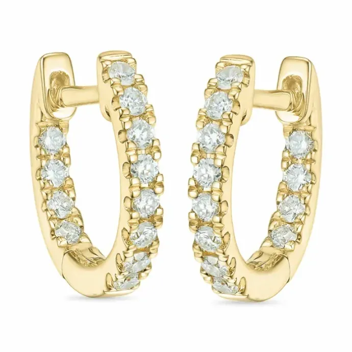 12 mm diamant creoler i 14 karat guld med diamant
