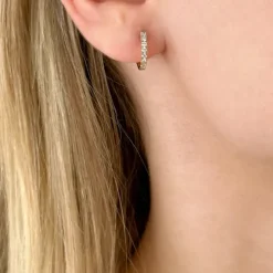 12 mm diamant creoler i 14 karat guld med diamant