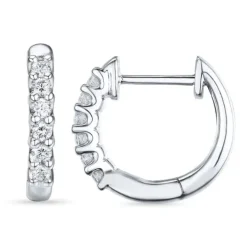 13 mm diamant creoler i 14 karat hvidguld med diamant