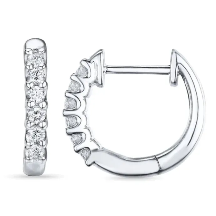 13 mm diamant creoler i 14 karat hvidguld med diamant