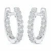 12 mm diamant creoler i 14 karat hvidguld med diamant