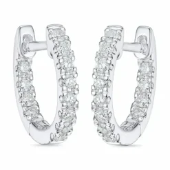 12 mm diamant creoler i 14 karat hvidguld med diamant