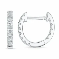 12 mm diamant creoler i 14 karat hvidguld med diamant