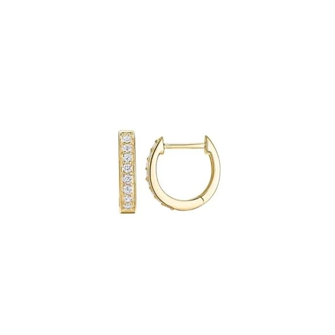 12 mm diamant creoler i 14 karat guld med diamant