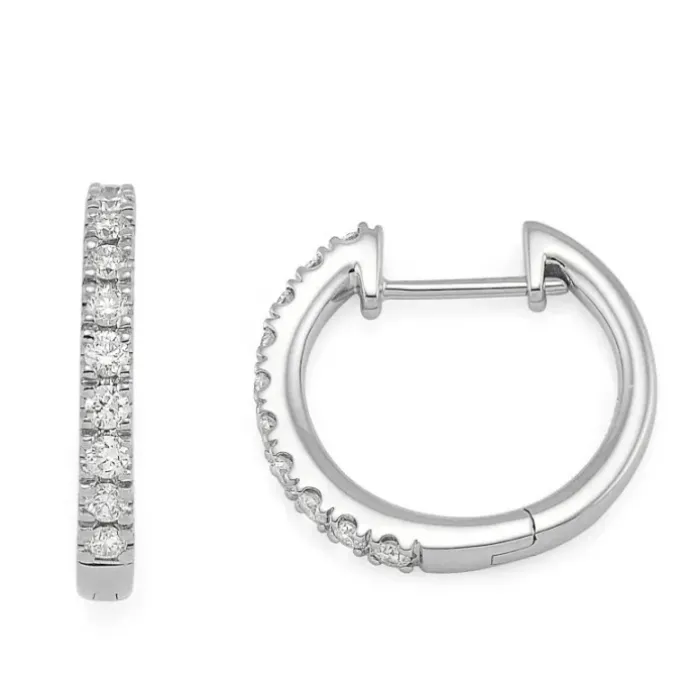 15 mm diamant creoler i 14 karat hvidguld med diamant